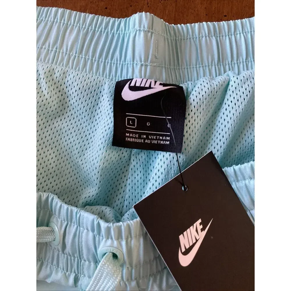 Nike‎ Sportswear Shorts Men’s Sz L New Blue Logo Standard Fit Mid-Thigh 6in